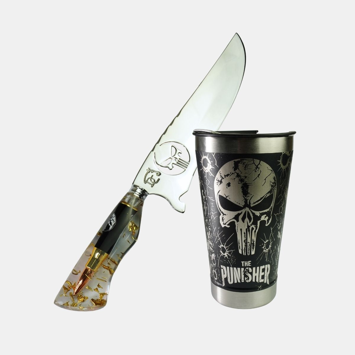 Kit Copo Térmico e Faca - The Punisher