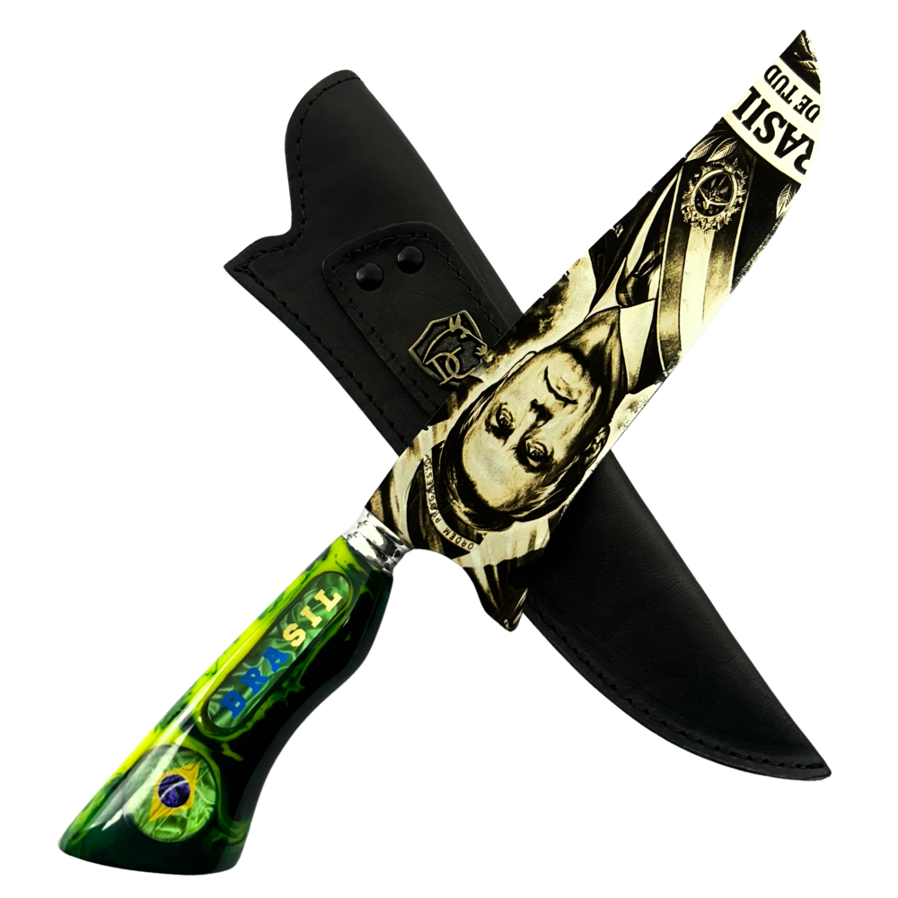 Kit Bolsonaro - Faca Artesanal + Copo Térmico - Gravação a Laser 360° - 2 Peças