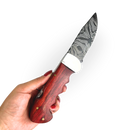 Canivete Damasco 4 Polegadas - Dorso Mosqueado - Cabo Madeira Selecionada com Trava