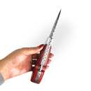 Canivete Damasco 4 Polegadas - Dorso Mosqueado - Cabo Madeira Selecionada com Trava