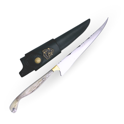 Faca Fileteira Aço Inox 420C 7 Polegadas - Cabo Full Tang Osso Bovino