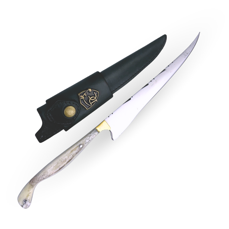 Faca Fileteira Aço Inox 420C 7 Polegadas - Cabo Full Tang Osso Bovino