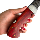 Canivete Damasco 4 Polegadas - Dorso Mosqueado - Cabo Madeira Selecionada com Trava