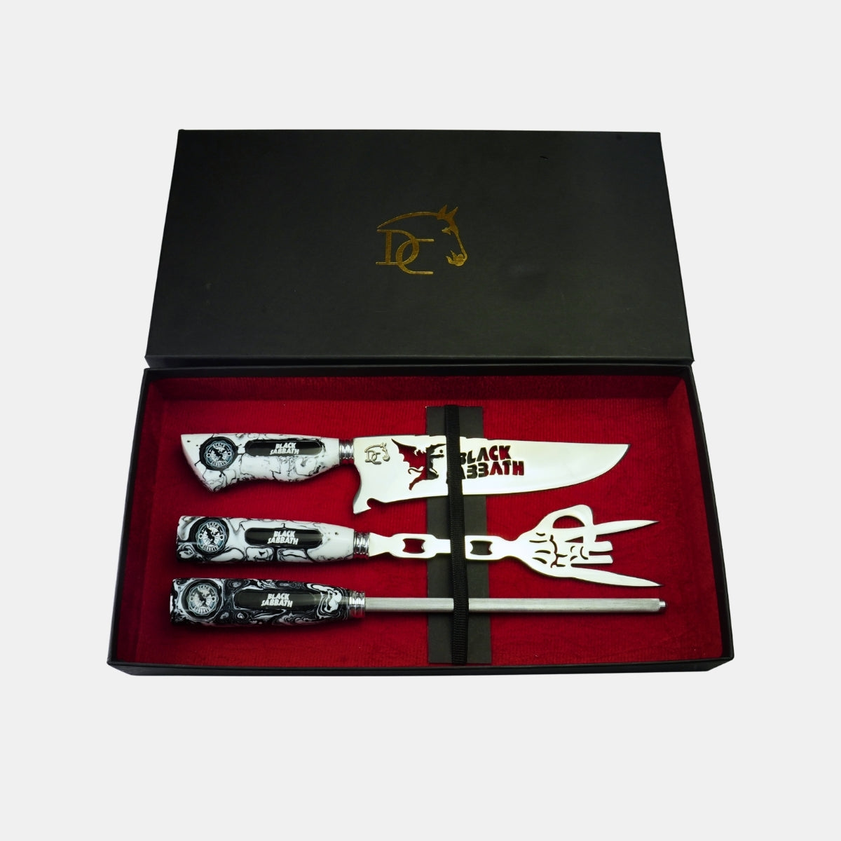 Kit Black Sabbath – Faca 8″, Garfo e Chaira