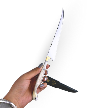 Faca Fileteira Aço Inox 420C 7 Polegadas - Cabo Full Tang Osso Bovino