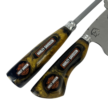 Kit Faca e Chaira Harley-Davidson - Cabo Resina Personalizado