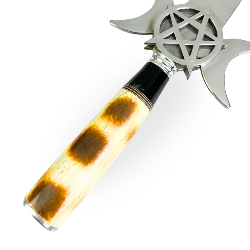 Punhal Maçônico 14 Polegadas - Cabo Osso Bovino - Gume Duplo com Bainha