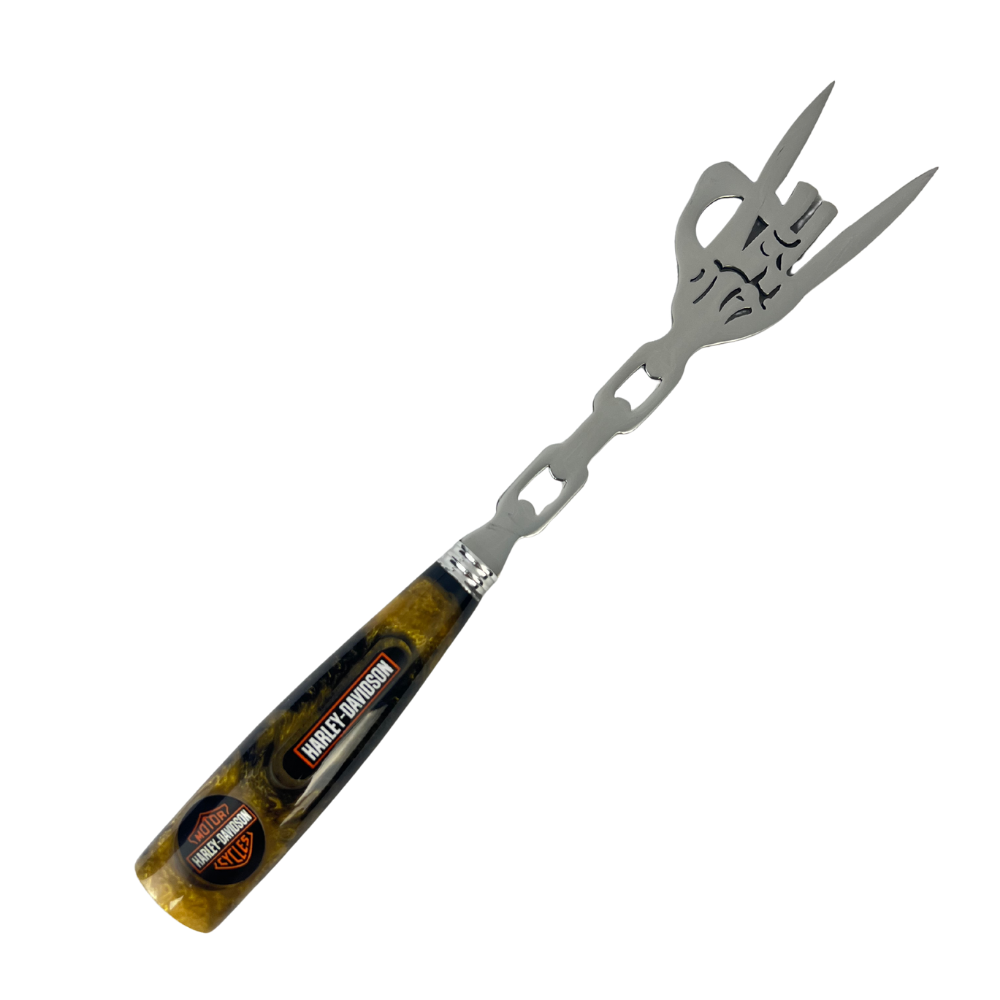 Kit Faca, Garfo e Chaira Harley-Davidson - Cabo Resina Personalizado