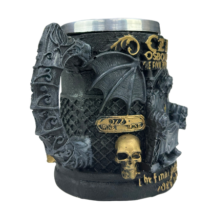 Caneca 3D Ozzy Osbourne - The Final Performance - Asas Morcego - Caveiras - 250ml - Aço Inox