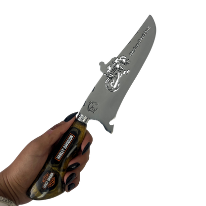 Kit Faca, Garfo e Chaira Harley-Davidson - Cabo Resina Personalizado