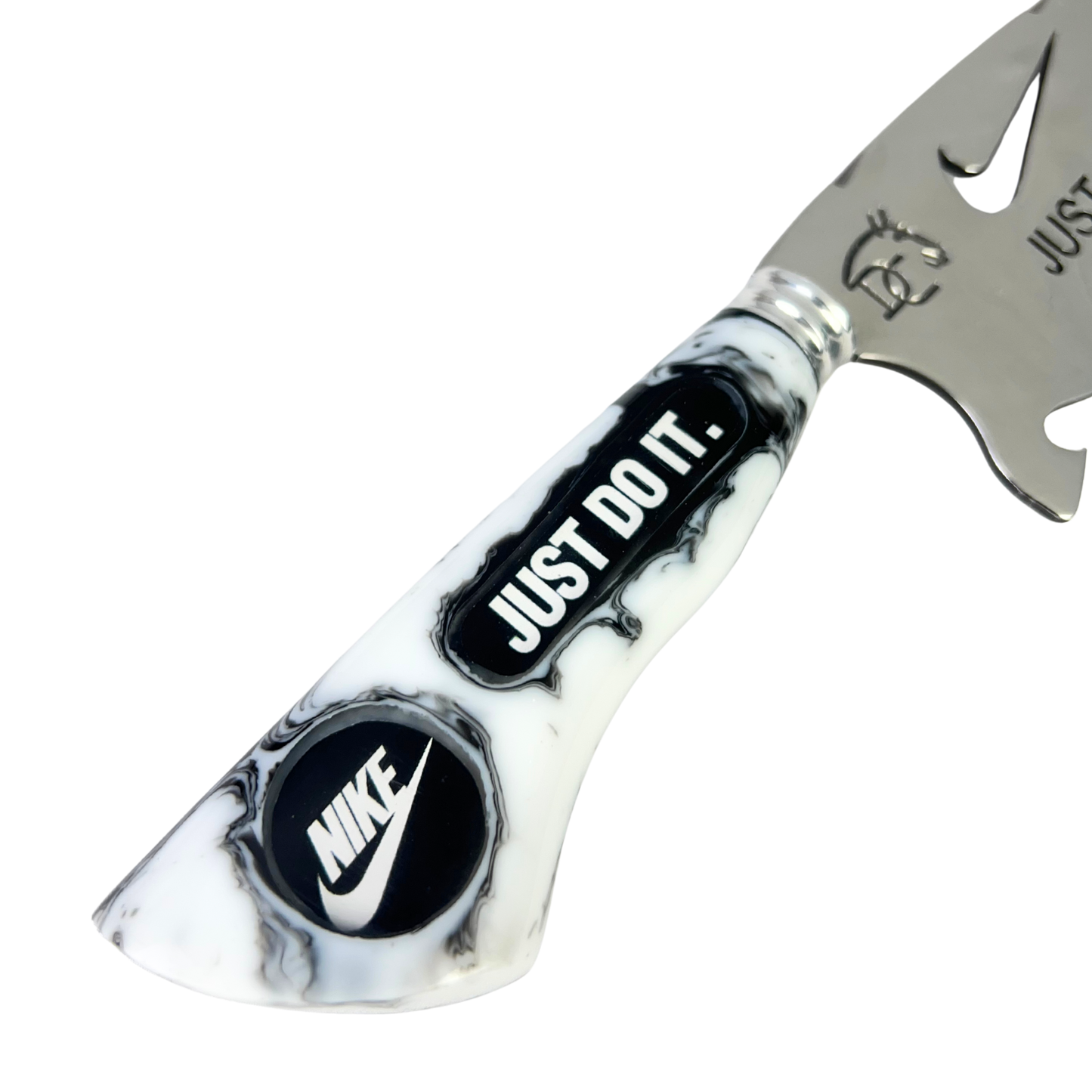 Faca Nike 8 Polegadas | Lâmina Vazada Just Do It | Cabo Resina