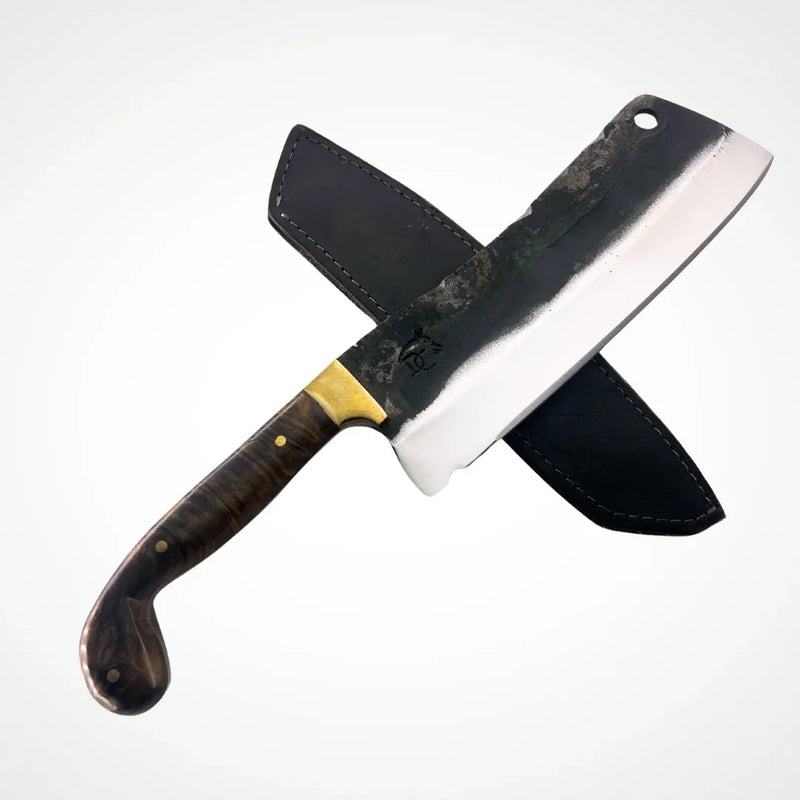 Cutelo Artesanal Brutforj 8" Aço Inox 420C Polido - Cabo Madeira Guarda Latão