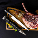 Faca Campeira Herança Gaúcha 9" Aço Inox 420C - Cabo Metal Bainha Couro Corrente