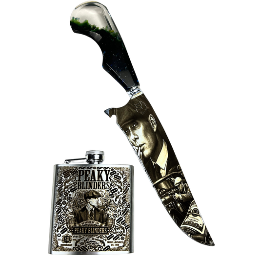 Kit Peaky Blinders - Faca 8" + Cantil - Gravação a Laser