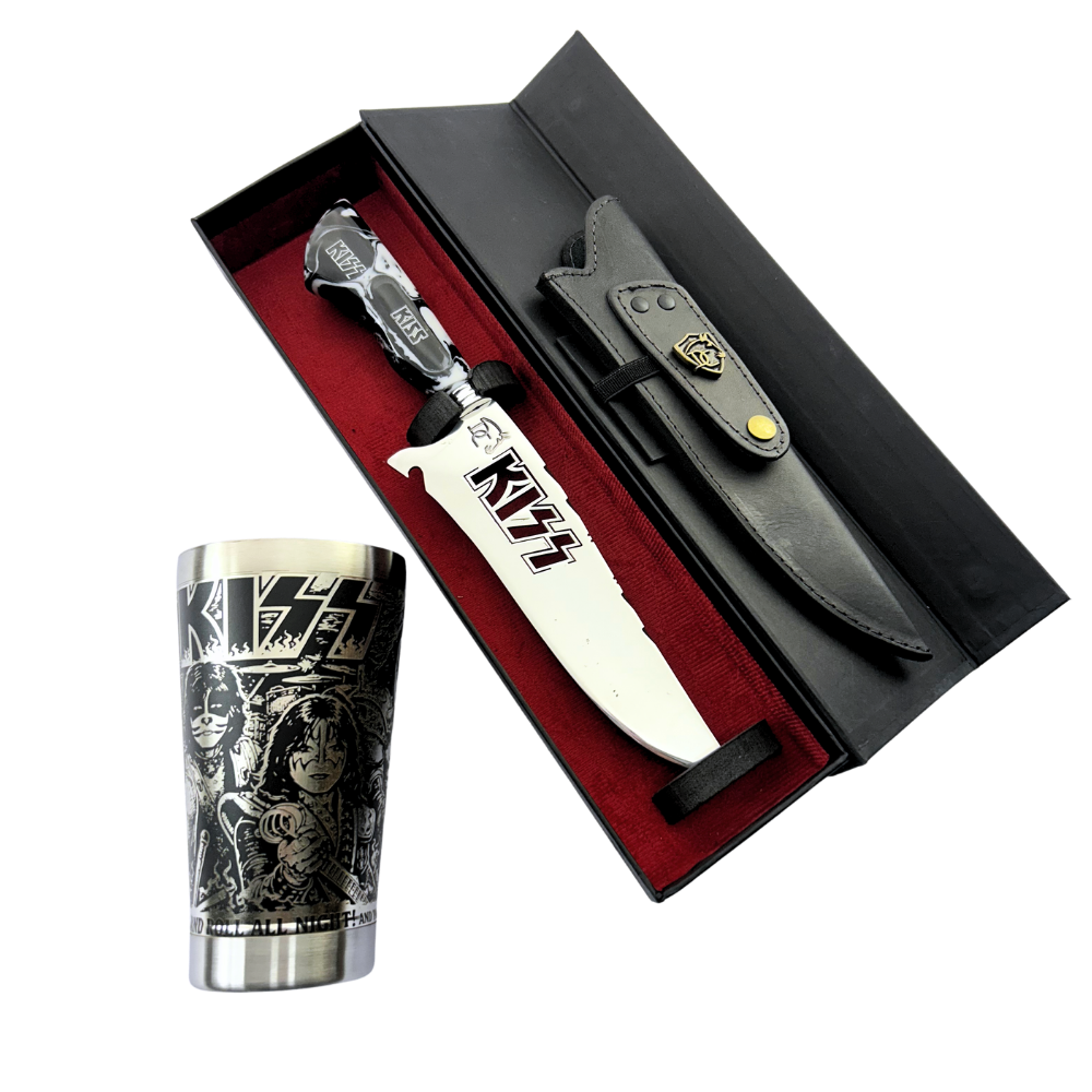 Kit KISS - Faca 8" + Copo Térmico - Gravação a Laser 360°