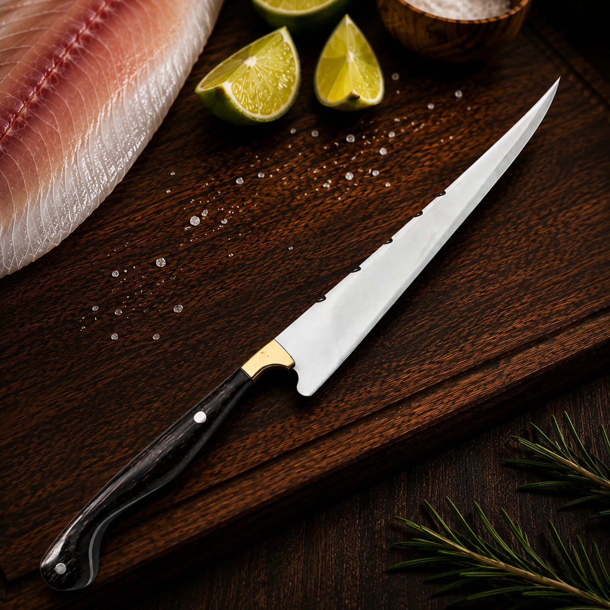 Faca Fileteira 7" Aço Inox 420C – Cabo em Madeira Tucumã