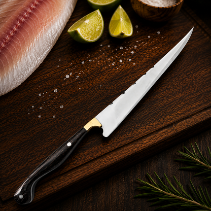 Faca Fileteira 7" Aço Inox 420C – Cabo em Madeira Tucumã