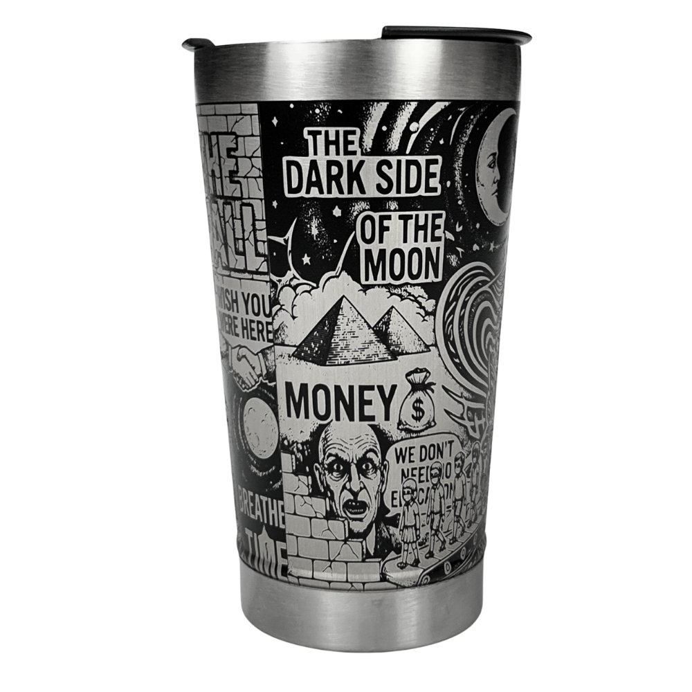 Kit Pink Floyd - Faca 8" + Copo Térmico - Gravação a Laser 360° | Doma Crioula Cutelaria Artesanal