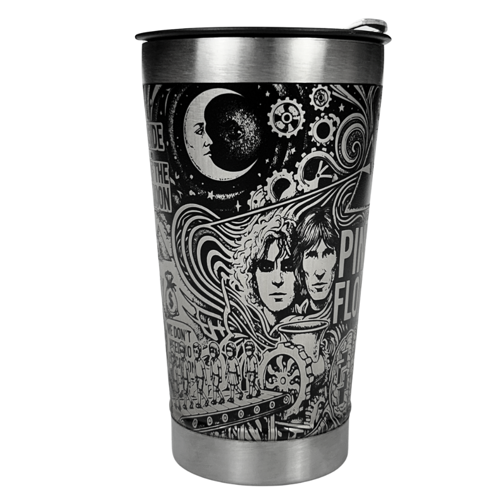 Kit Pink Floyd - Faca 8" + Copo Térmico - Gravação a Laser 360° | Doma Crioula Cutelaria Artesanal