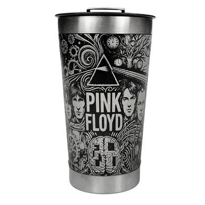 Kit Pink Floyd - Faca 8" + Copo Térmico - Gravação a Laser 360° | Doma Crioula Cutelaria Artesanal