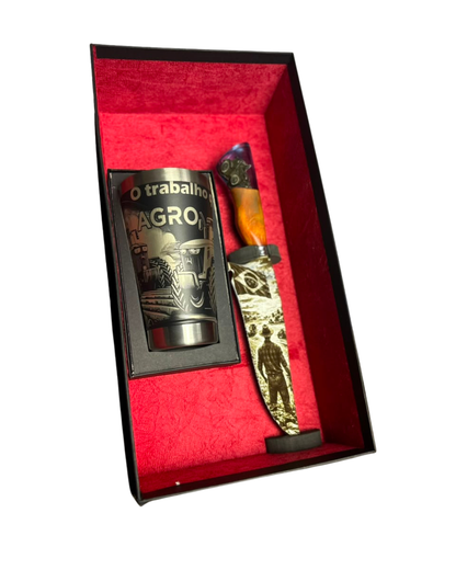 Kit Presente Agro - Faca 8" + Copo Térmico - Fotogravação e Gravação a Laser 360°