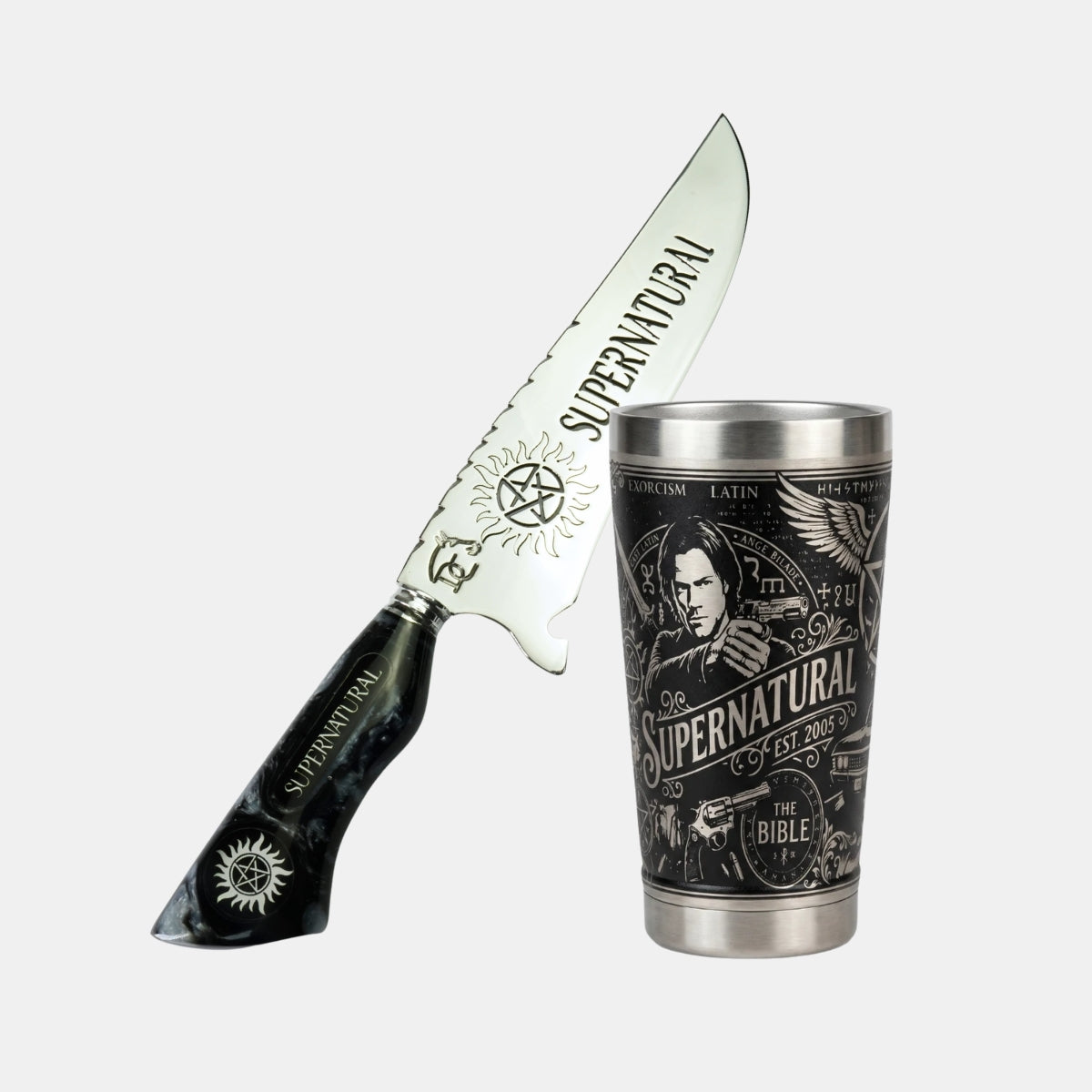 Kit Copo térmico e Faca - Supernatural