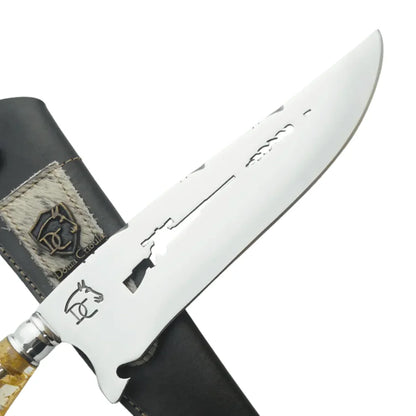 Faca Artesanal para Churrasco 8" Folhas Douradas - Cutelaria Gaúcha Aço Inox Premium