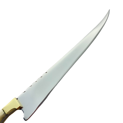 Faca Fileteira Aço Inox 420C 7 Polegadas - Cabo Full Tang Osso Bovino