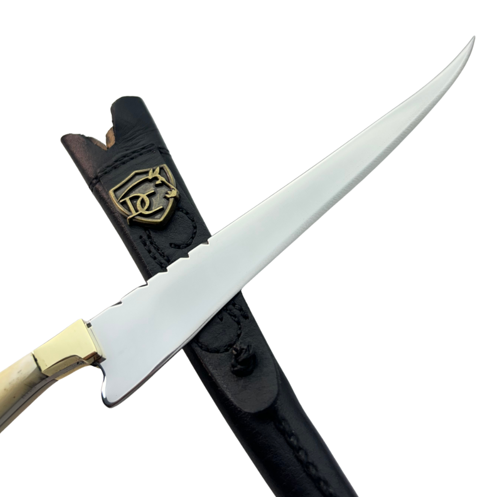 Faca Fileteira Aço Inox 420C 7 Polegadas - Cabo Full Tang Osso Bovino