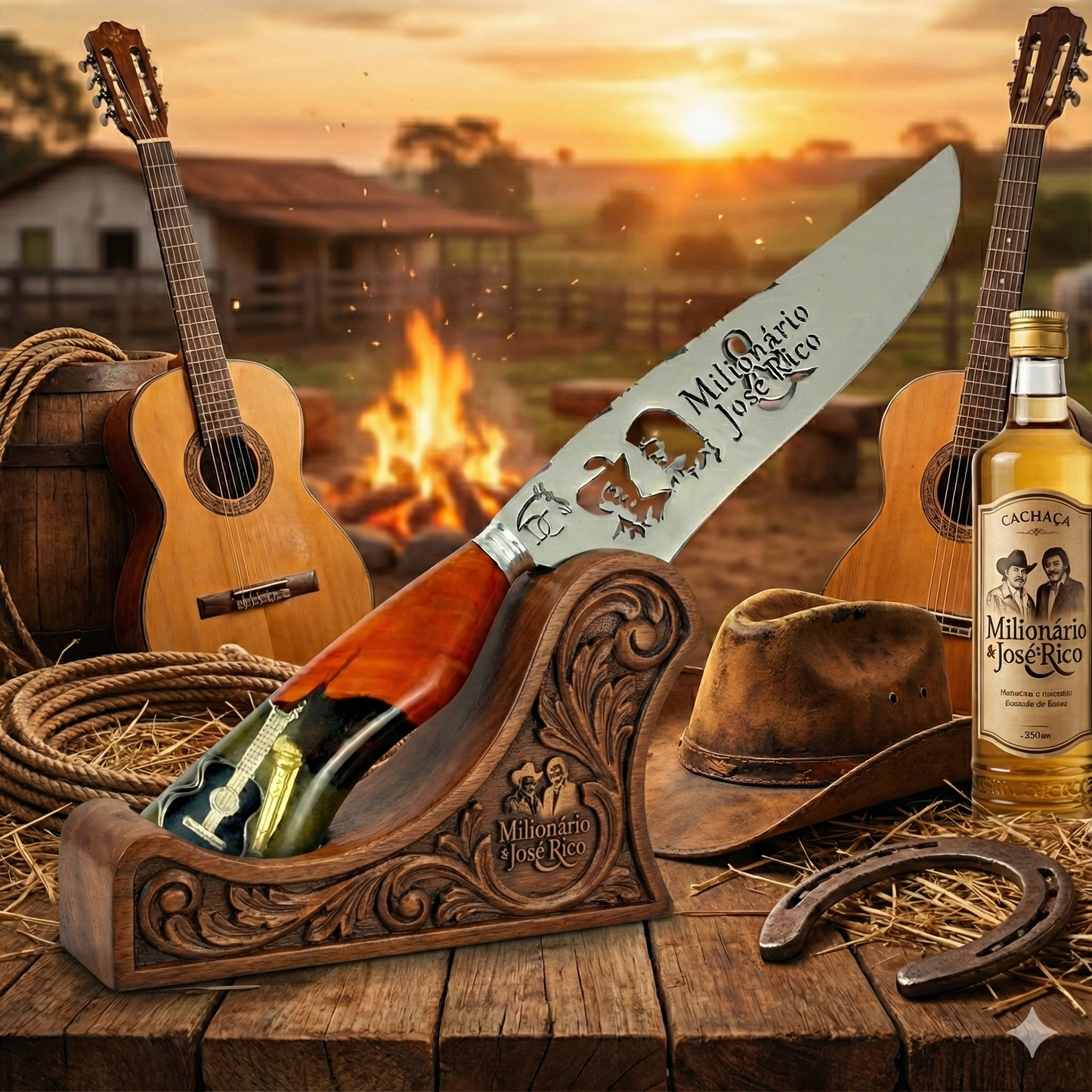 Picanheira Milionario Jose rico 8 Polegadas - Cabo Personalizado - Edição Especial Sertanejo Raiz