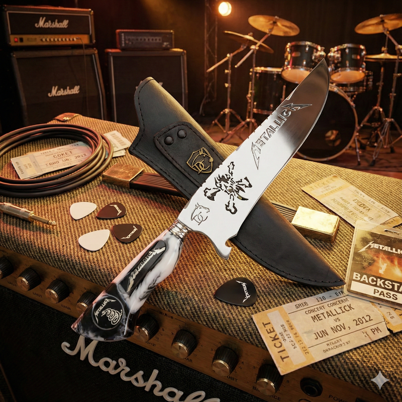 Faca Metallica 8 Polegadas - Cabo Resina Personalizado - Edição Limitada Heavy Metal