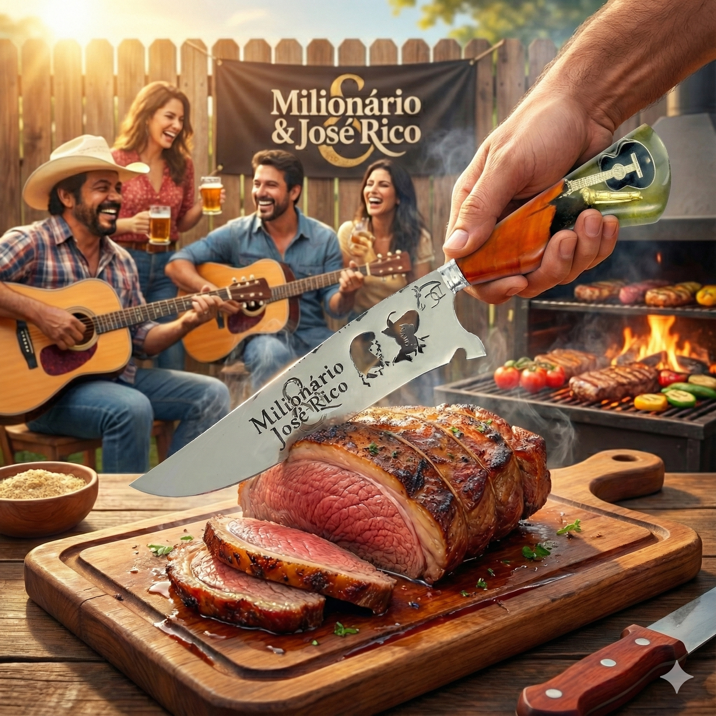 Picanheira Milionario Jose rico 8 Polegadas - Cabo Personalizado - Edição Especial Sertanejo Raiz