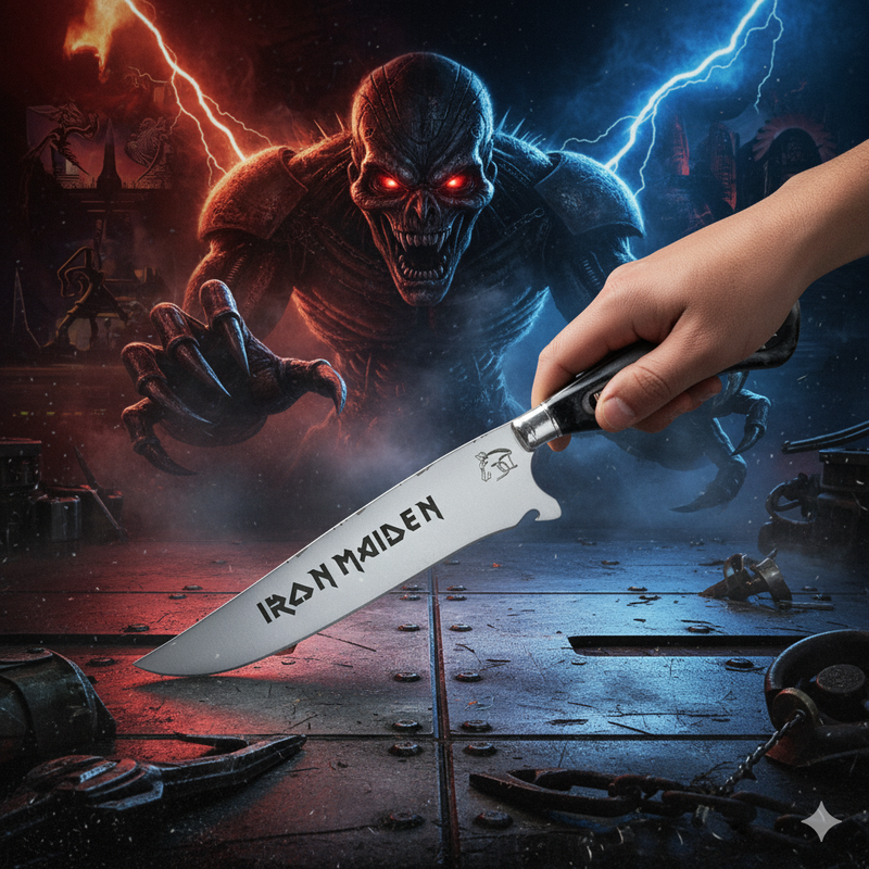 Picanheira Iron Maiden 8 Polegadas - Cabo Resina Personalizado - Edição Especial Rock