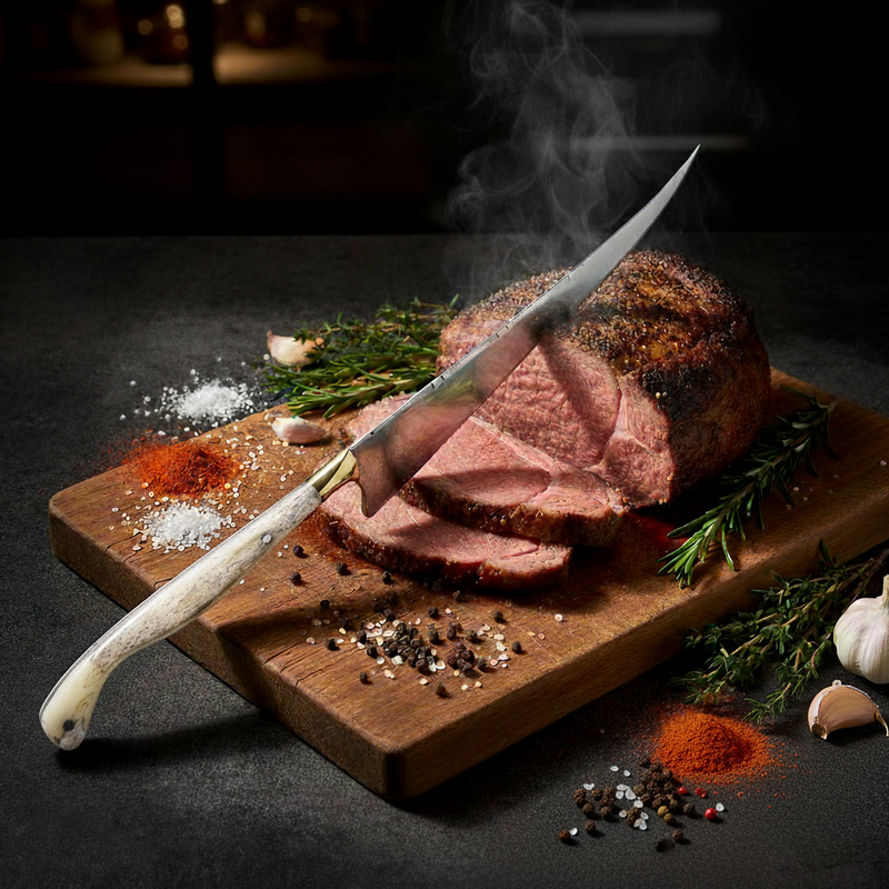 Faca Fileteira Aço Inox 420C 7 Polegadas - Cabo Full Tang Osso Bovino