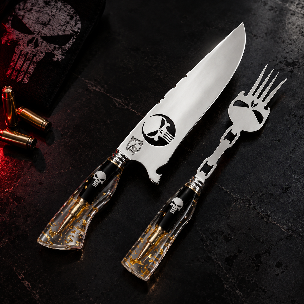 Kit Faca e Garfo Frank Castle 8" -  Justiceiro