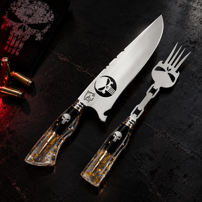 Kit Faca e Garfo Frank Castle 8" -  Justiceiro
