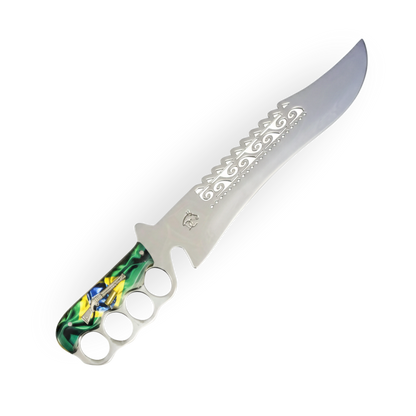 Faca com Soco Inglês 12 Polegadas - Cabo Bandeira do Brasil em Resina