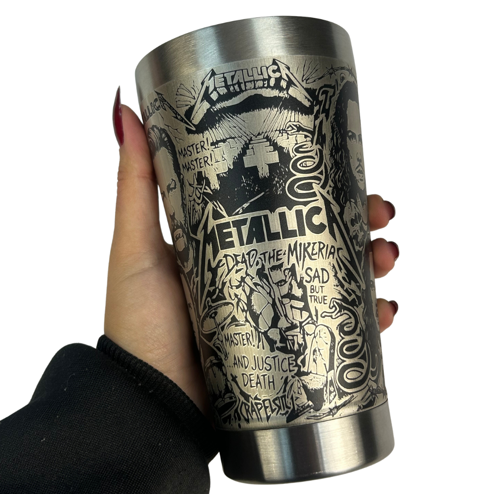 Kit Metallica - Faca 8" + Copo Térmico - Gravação a Laser 360°