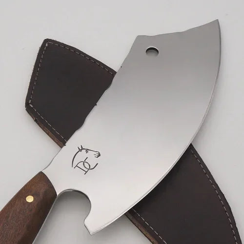 Cutelo Artesanal 9" Aço Inox Polido - Cabo Madeira Nobre