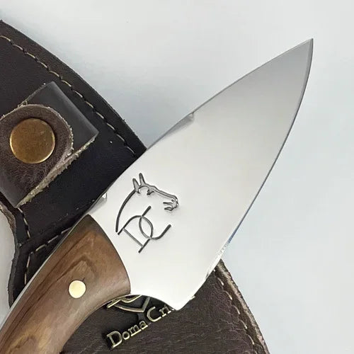 Faca Coureadeira Artesanal 3" Aço Inox Polido - Cabo Madeira Nobre