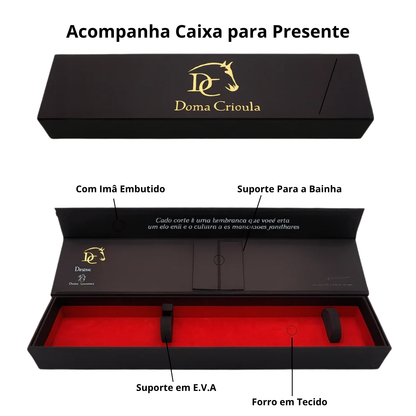 Faca Artesanal para Churrasco 10" Bandeira do Brasil - Cutelaria Gaúcha Patriótica | Doma Crioula Cutelaria Artesanal