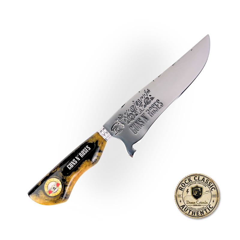 Faca Guns N' Roses 8 Polegadas - Cabo Resina Personalizado - Edição Limitada Rock