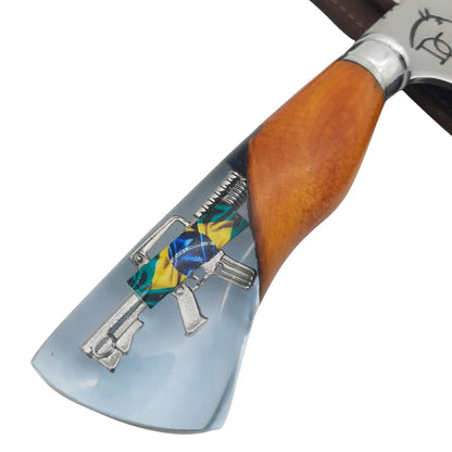 Faca Artesanal para Churrasco 10" Bandeira do Brasil - Cutelaria Gaúcha Patriótica