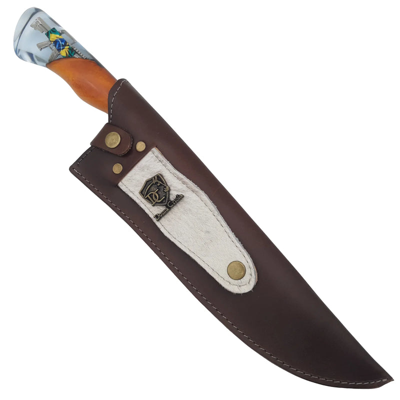 Faca Artesanal para Churrasco 10" Bandeira do Brasil - Cutelaria Gaúcha Patriótica