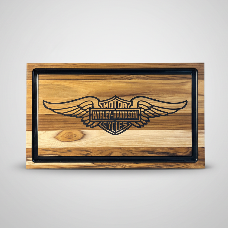 Tábua de Madeira Personalizada Harley-Davidson - 45,5cm x 27cm | Doma Crioula Cutelaria Artesanal