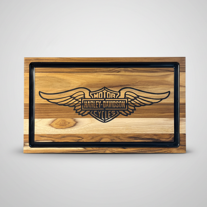 Tábua de Madeira Personalizada Harley-Davidson - 45,5cm x 27cm | Doma Crioula Cutelaria Artesanal