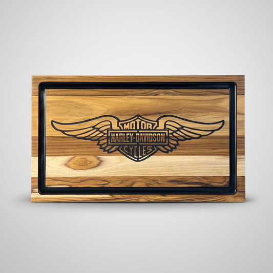 Tábua de Madeira Personalizada Harley-Davidson - 45,5cm x 27cm | Doma Crioula Cutelaria Artesanal