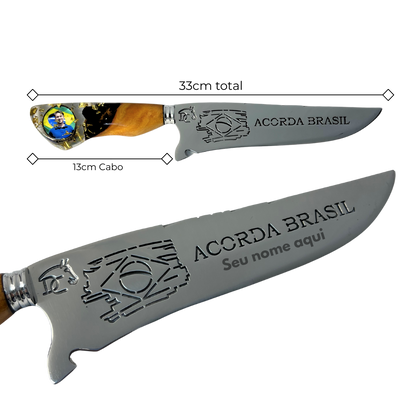 Faca Nikolas Ferreira 8" - Cabo Madeira e Resina - Acorda Brasil - Edição Especial