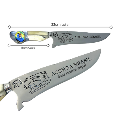 Faca Nikolas Ferreira 8" - Cabo Osso e Resina - Acorda Brasil - Edição Especial