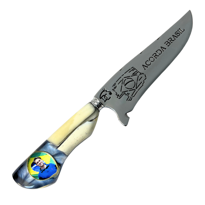 Faca Nikolas Ferreira 8" - Cabo Osso e Resina - Acorda Brasil - Edição Especial